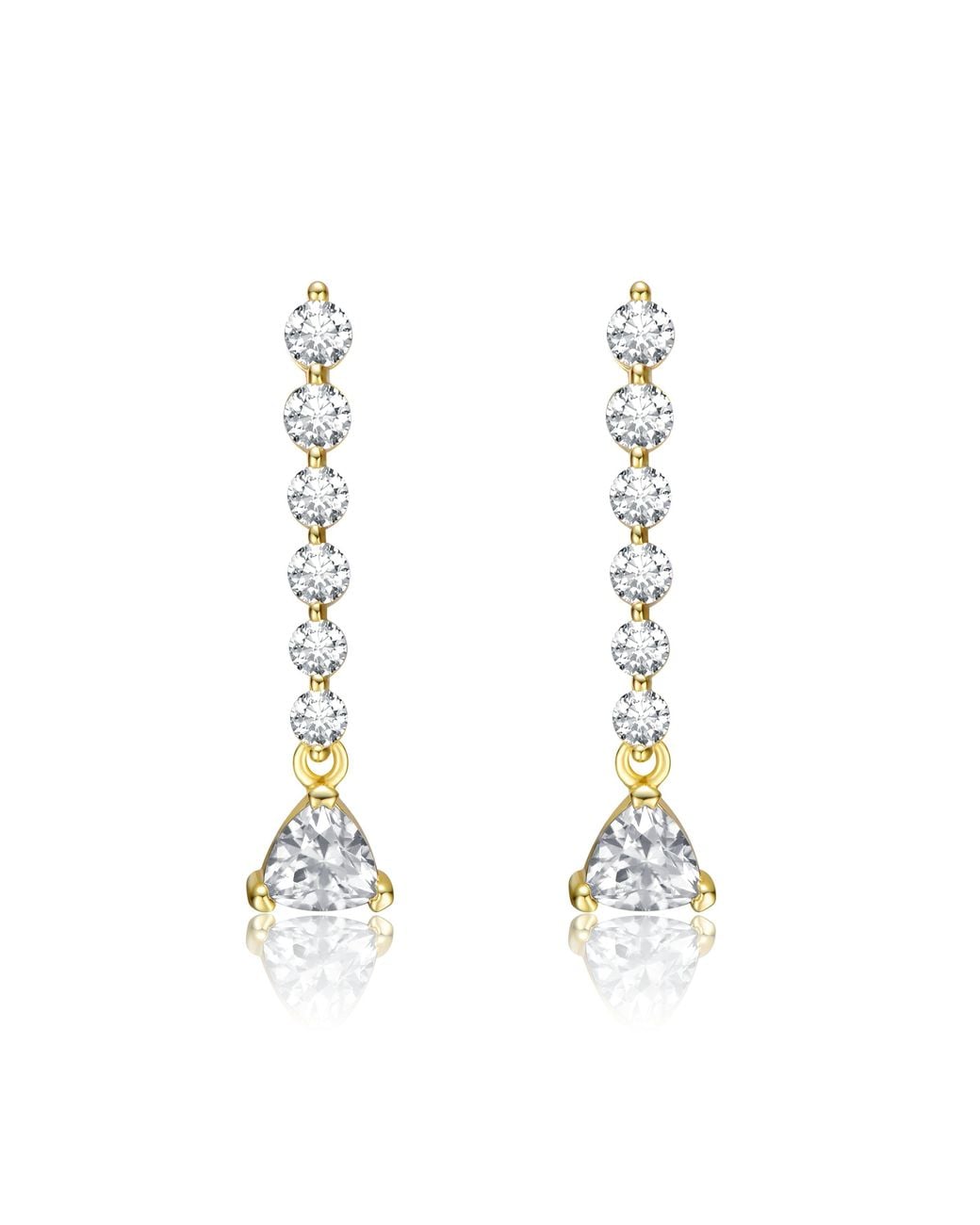 Genevive Jewelry Metallic Stella Vallentino Sterling Plated With Lab Created Moissanite Linear Dangle Journey Earrings