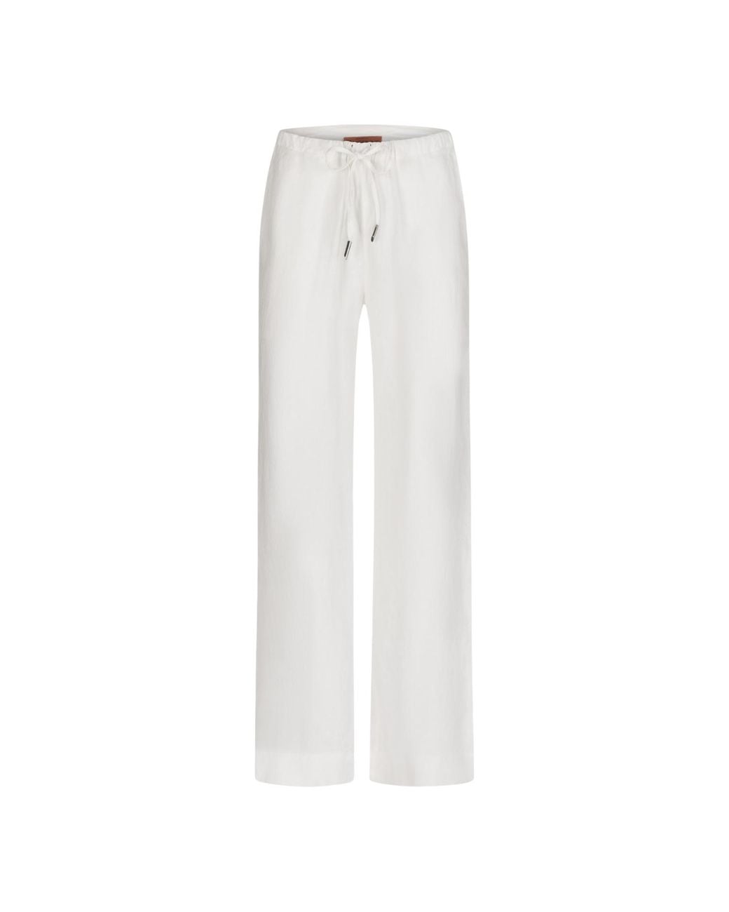 Maison Tangerine White Linen Wide Leg Long Trousers For