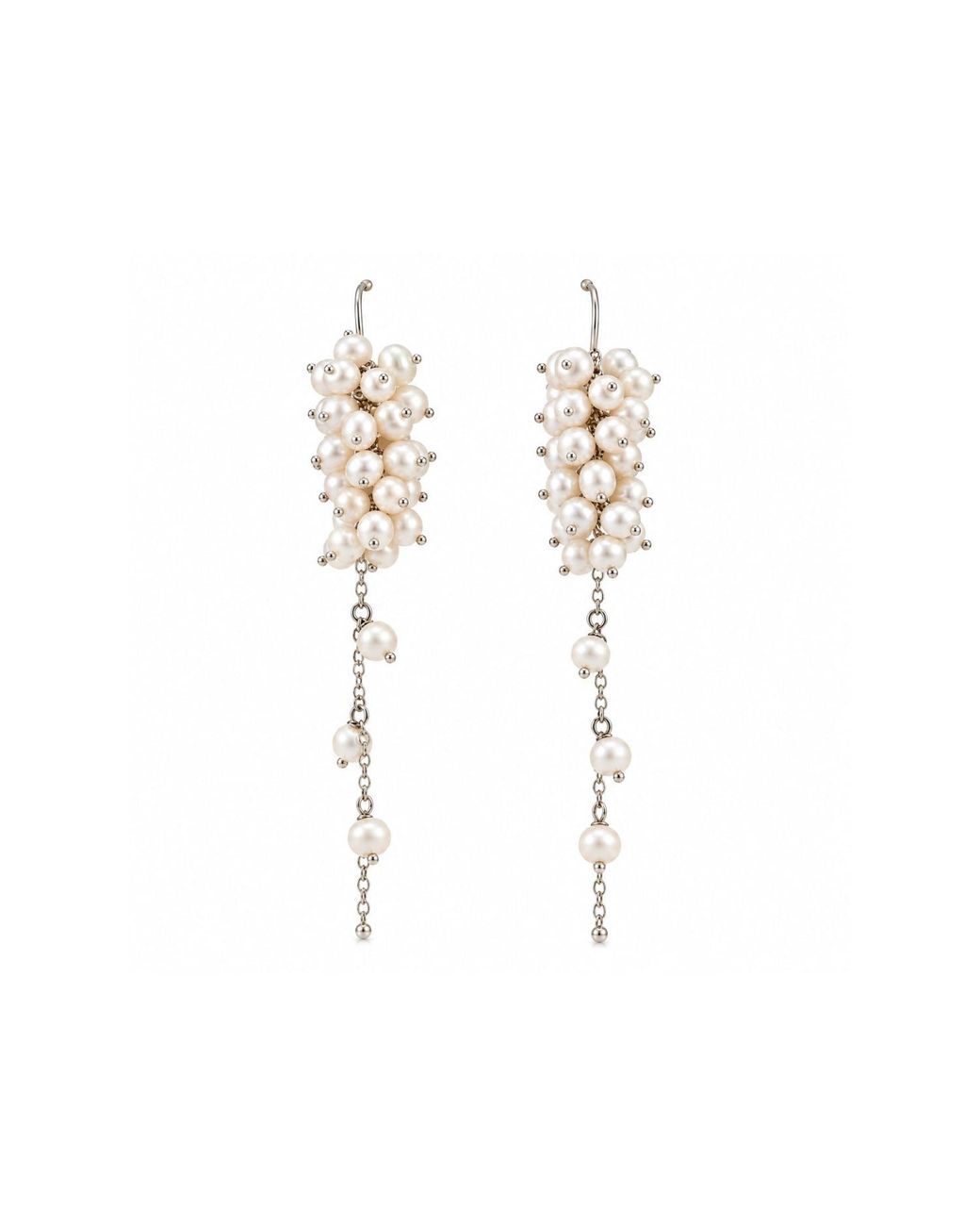 Lalinde White Cascading Pearl Earrings