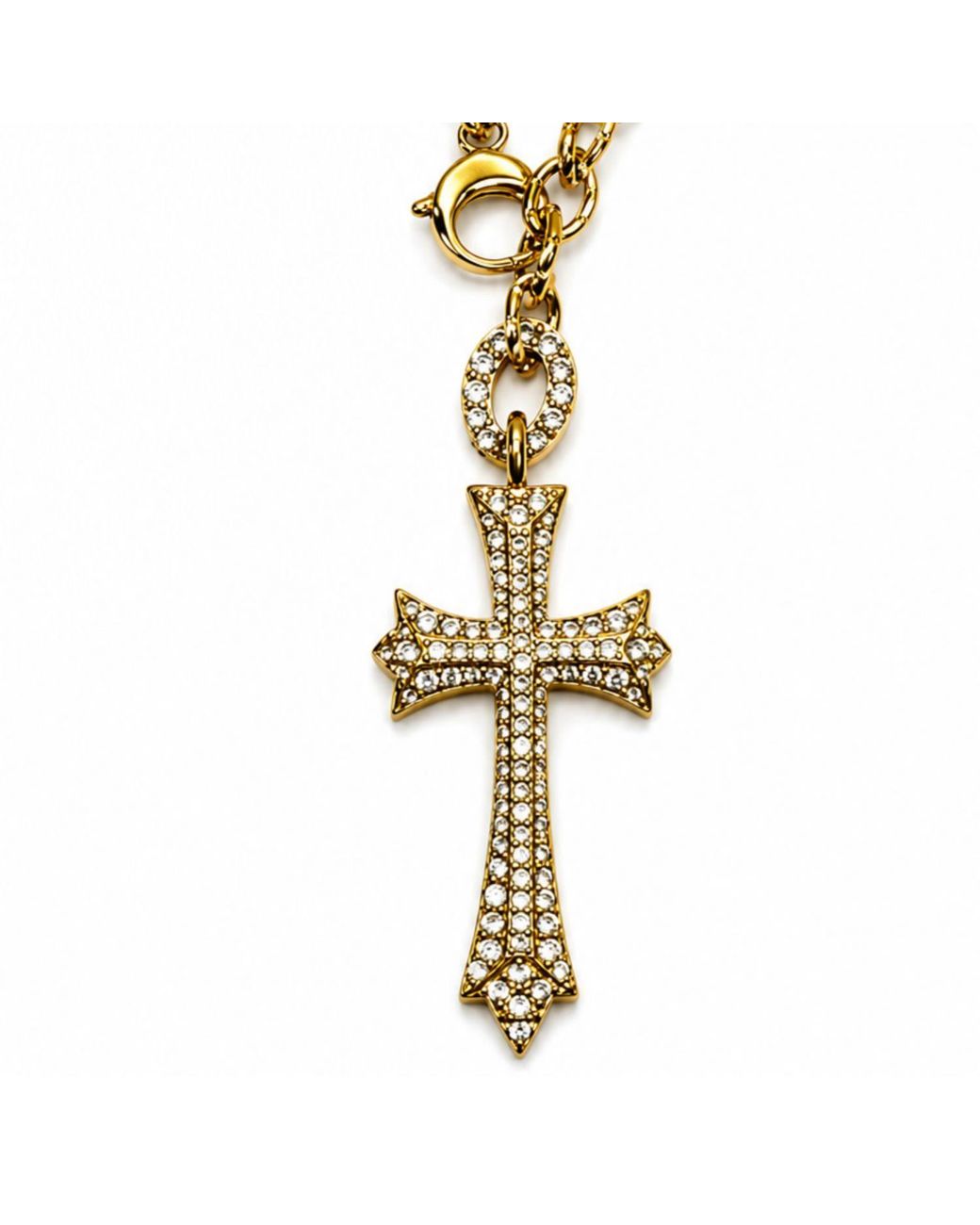 Jagged Halo Jewelry Metallic Cross Convertible Stainless Steel Necklace Plated