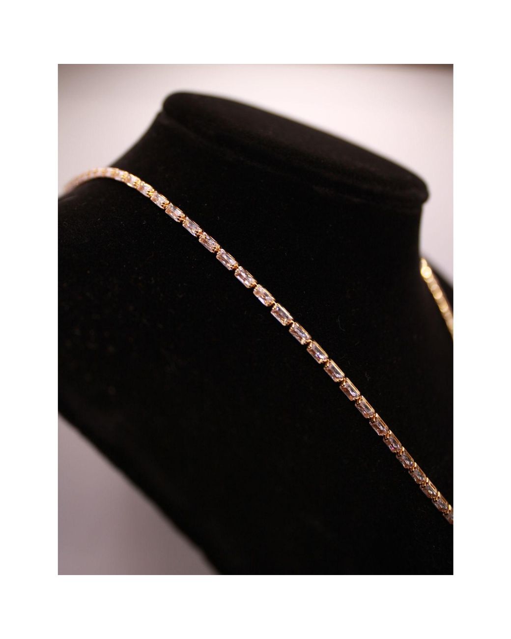 Urbane Jewelry Studio White Ankh Baguette Tennis Necklace