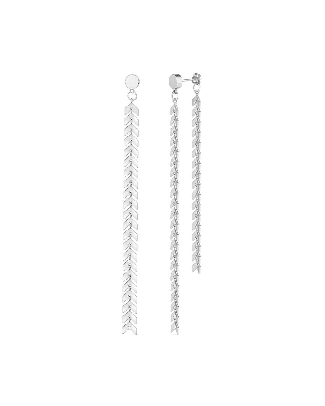 Rejected Hearts Club White Elegante Chevron Dangle Earrings