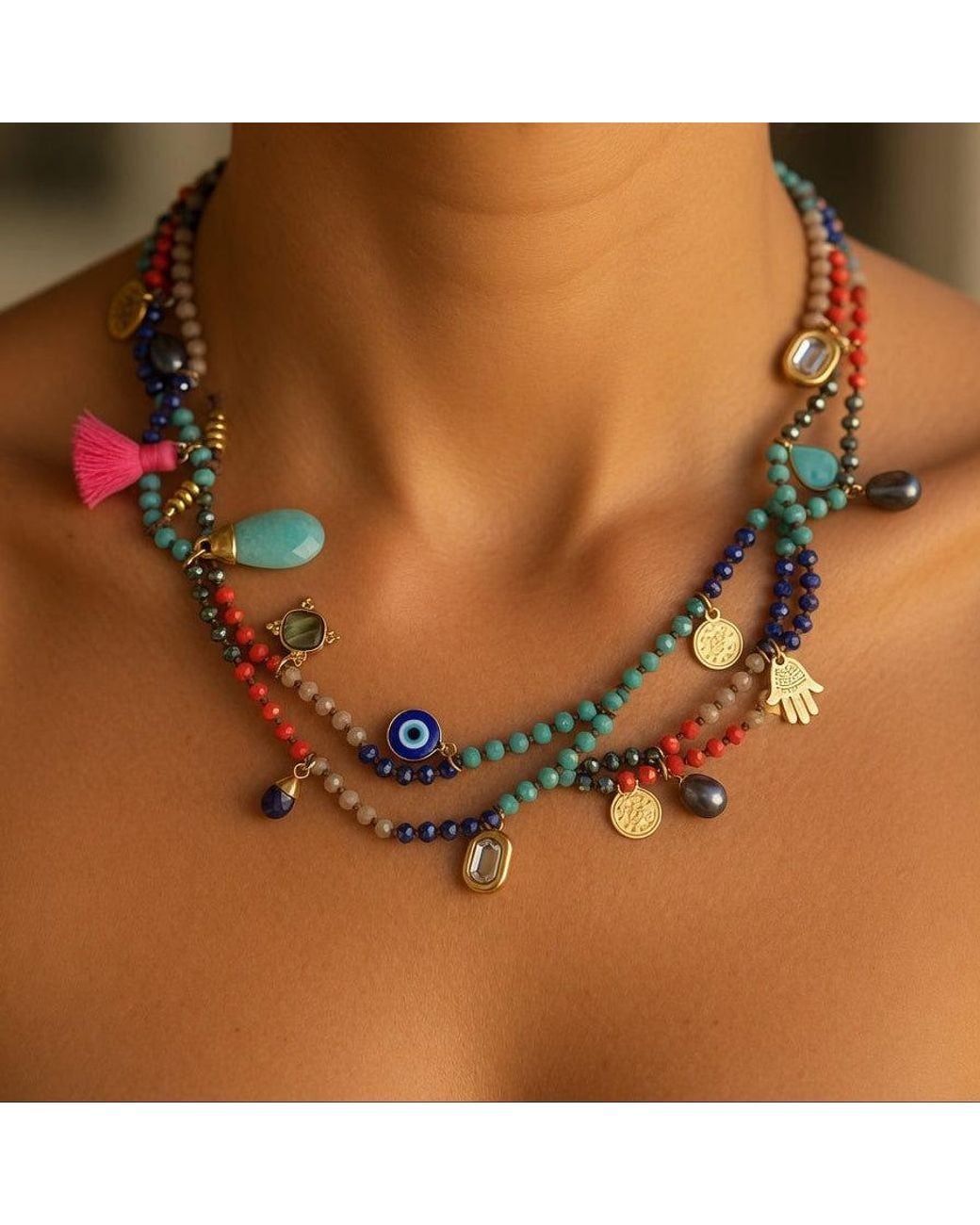 Persia Dona Jewelry Blue Casablanca Gemstone Necklace