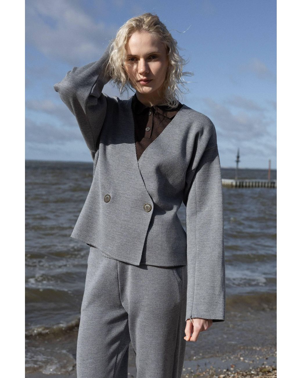 SALANIDA Gray Galante Knitted 100% Merino Blazer Light