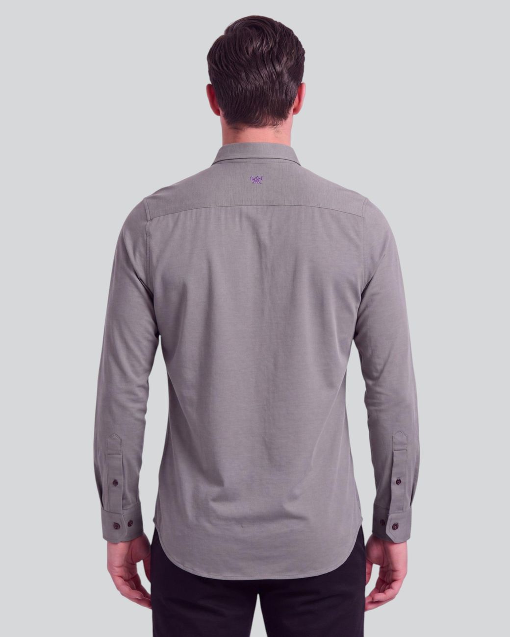 Lords of Harlech Gray Simon Sage Stretch Jersey Long-Sleeve Shirt for men