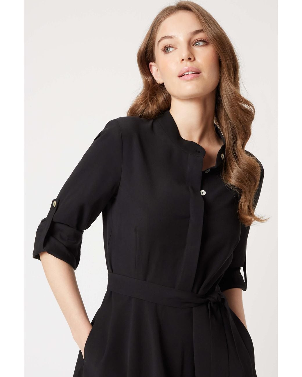 James Lakeland Black Roll Sleeve Midi Dress