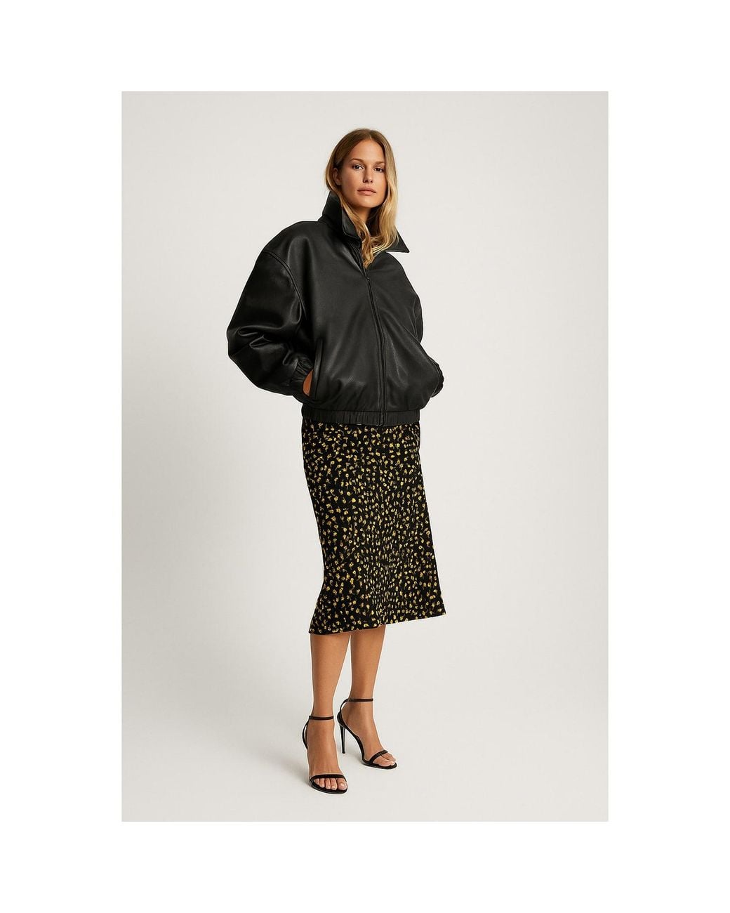 2KStyle Black Bailey Floral Midi Slip Skirt