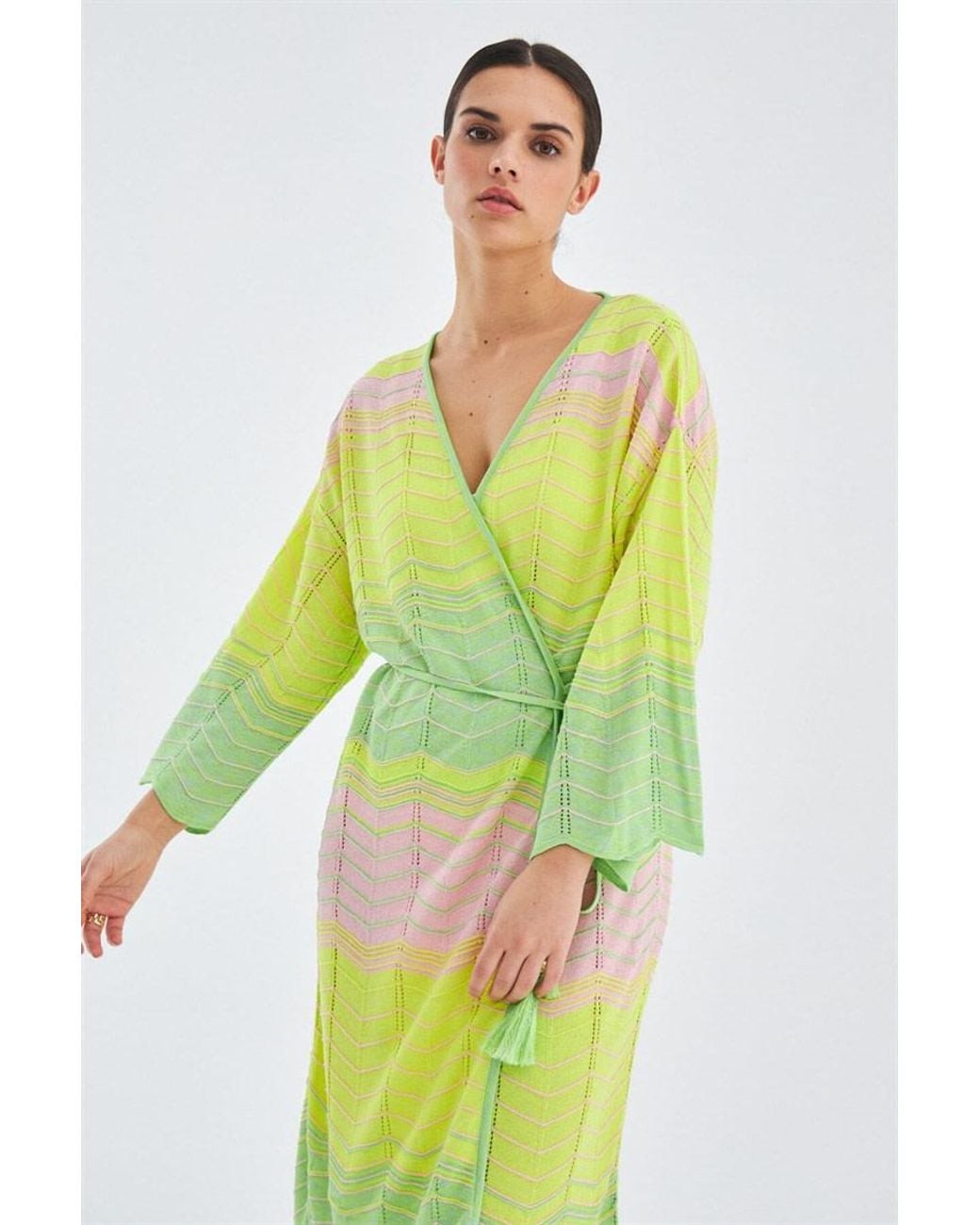 Peraluna Green Sakura Knit Kimono