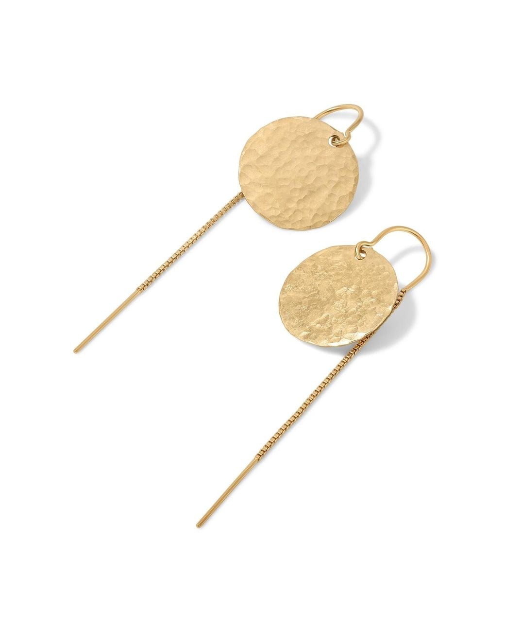 Heather Hawkins Jewelry White Hammered Coin Threader Earrings Fifteen Millimeters