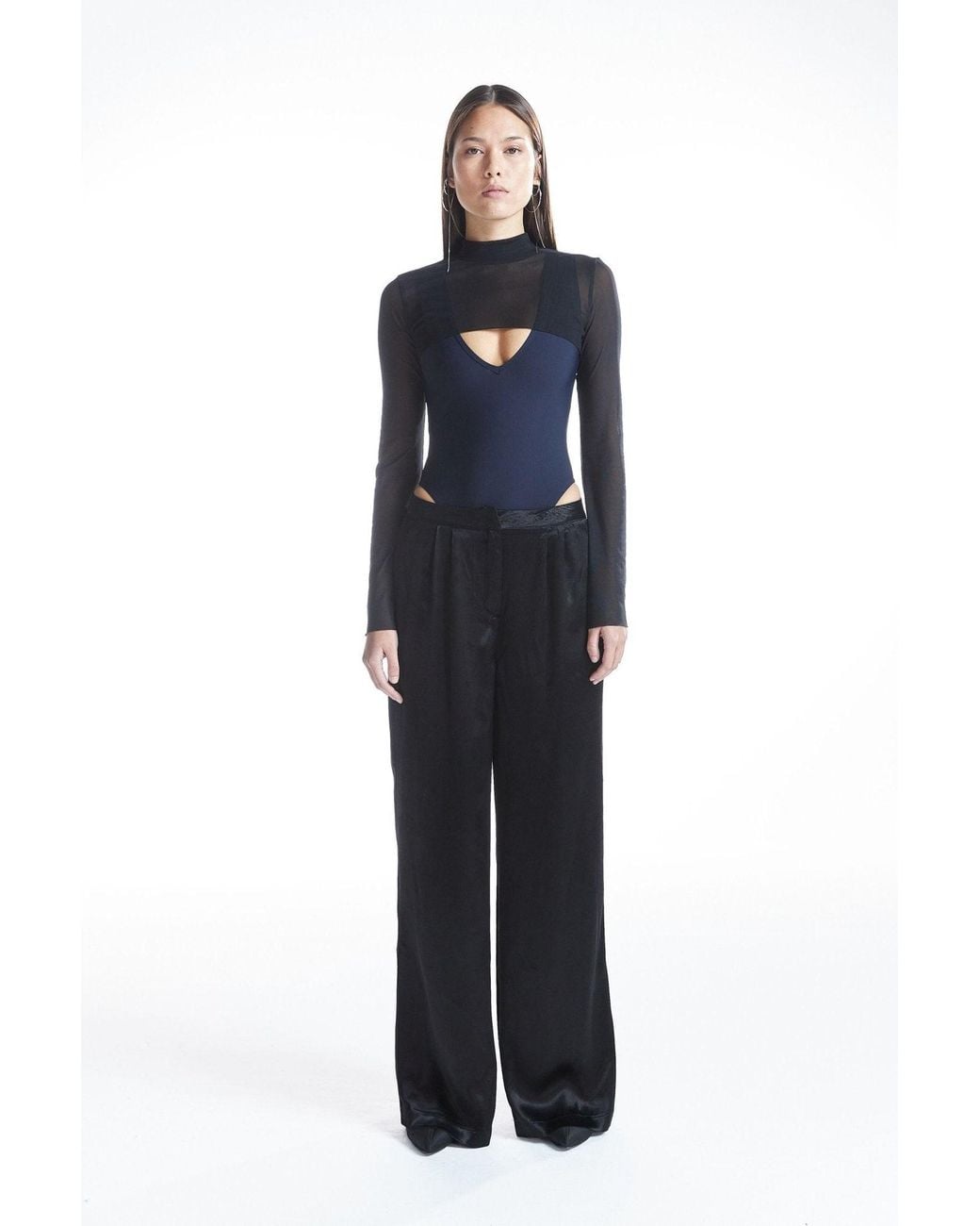 No'design Black Satin Palazzo Pants