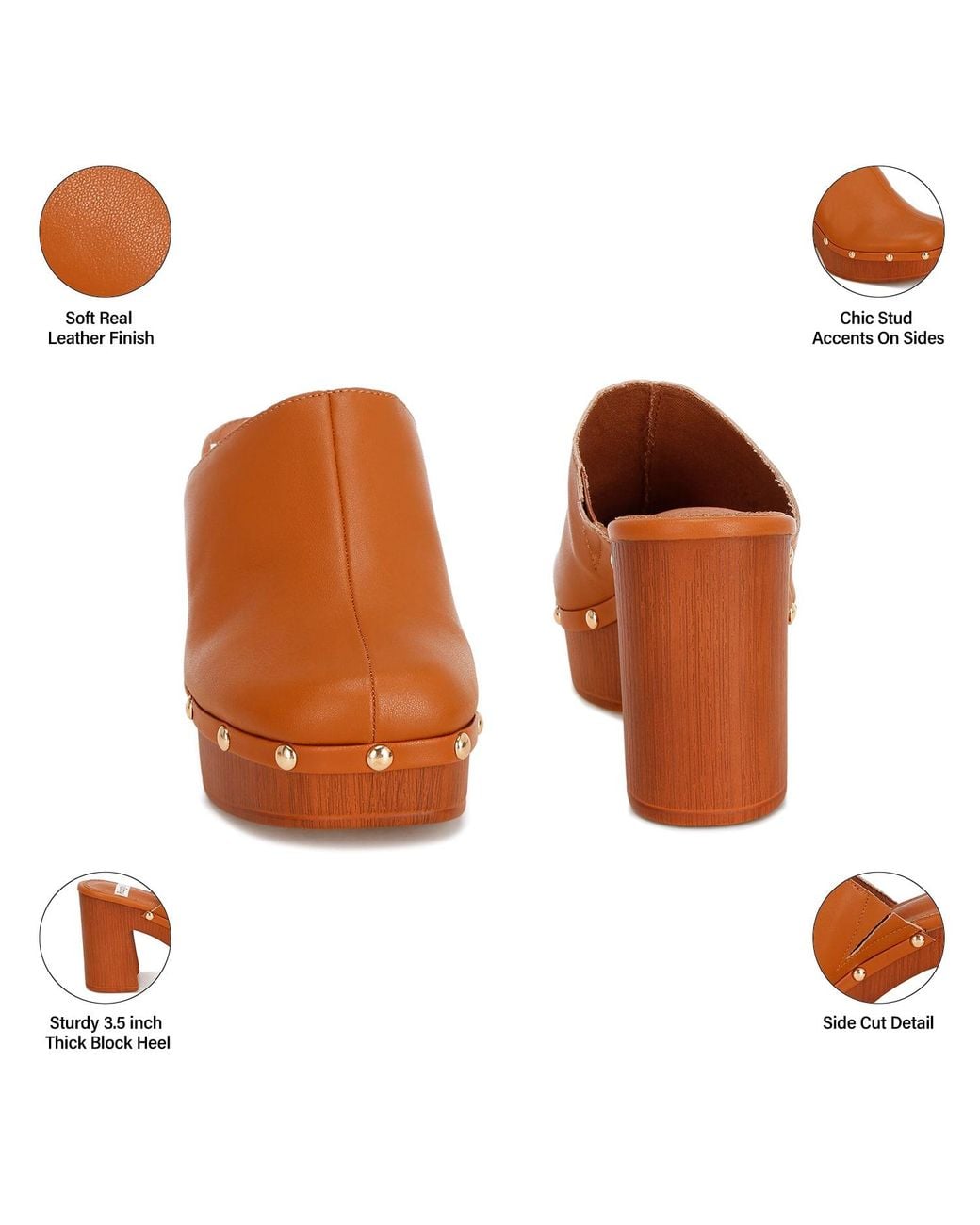 Rag & Co Brown Benji Recycled Leather Clogs