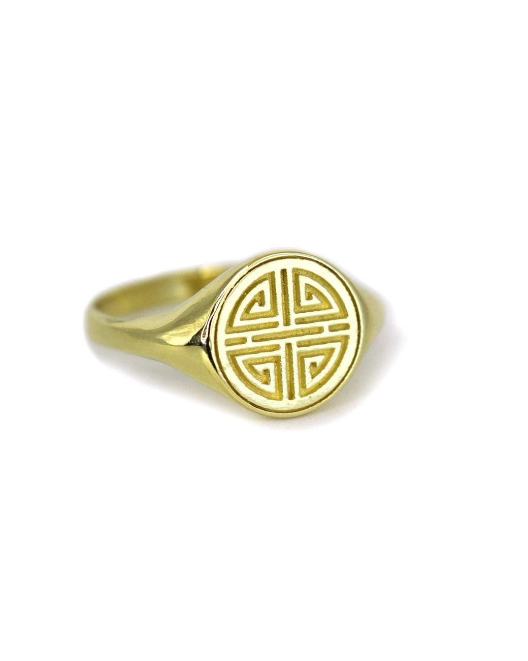 VicStoneNYC Fine Jewelry Metallic Long Healthy Life Pattern Signet Ring For By Handcrafts