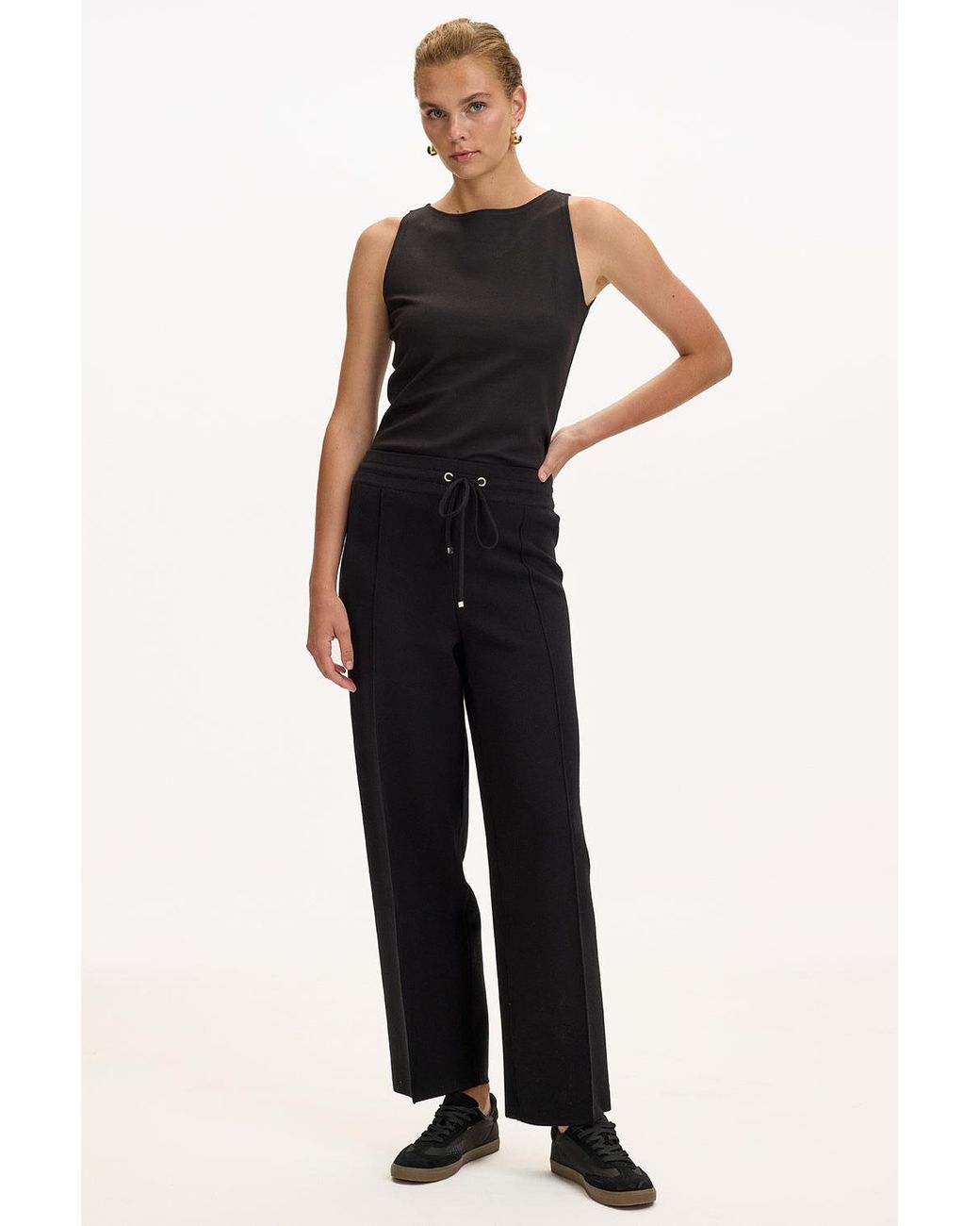Exquise Black Drawstring Knitted Trousers –