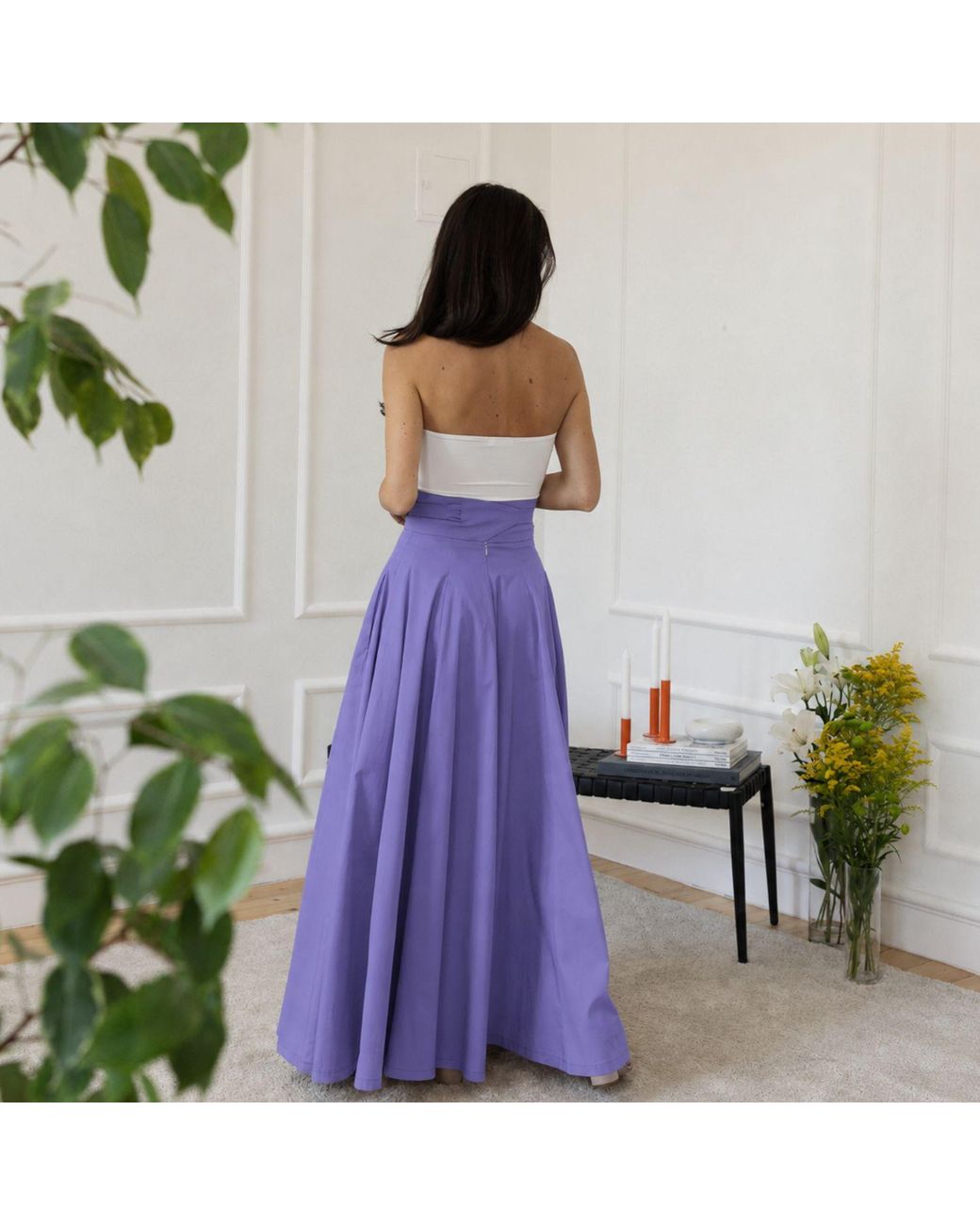 Nikka Place Purple High Waisted A-Line Maxi Skirt