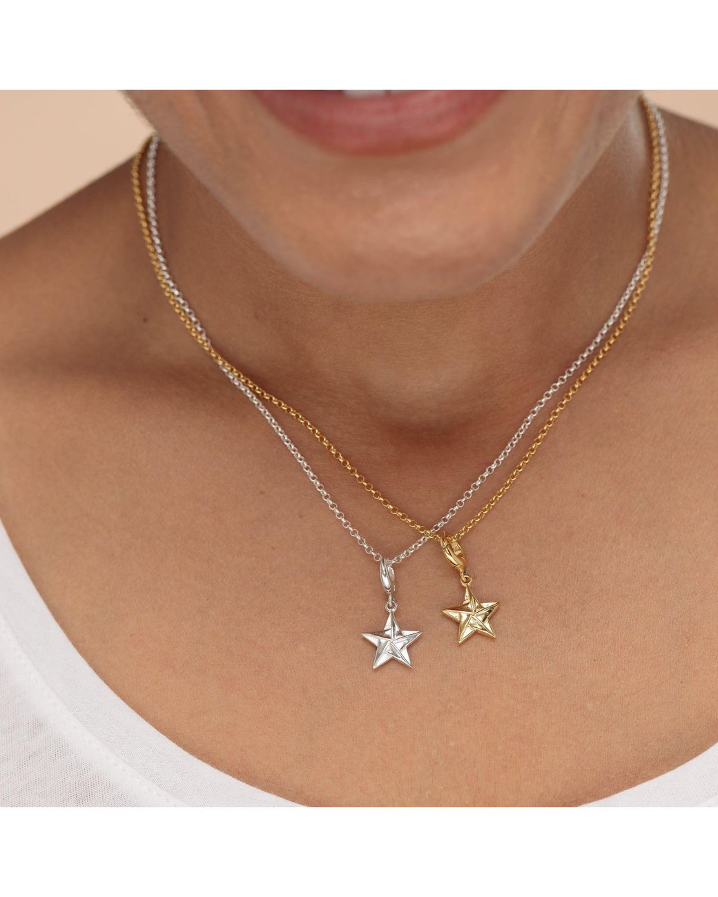 Lily Charmed Metallic Plated Origami Star Charm Necklace