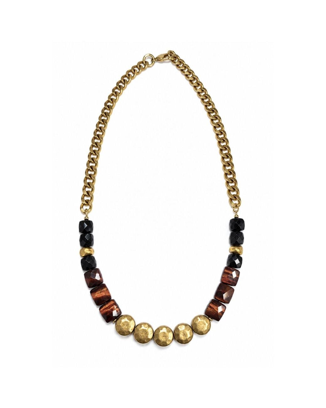 Rachel Nathan Metallic Tiger's Eye & Brass Sand Dollar Necklace