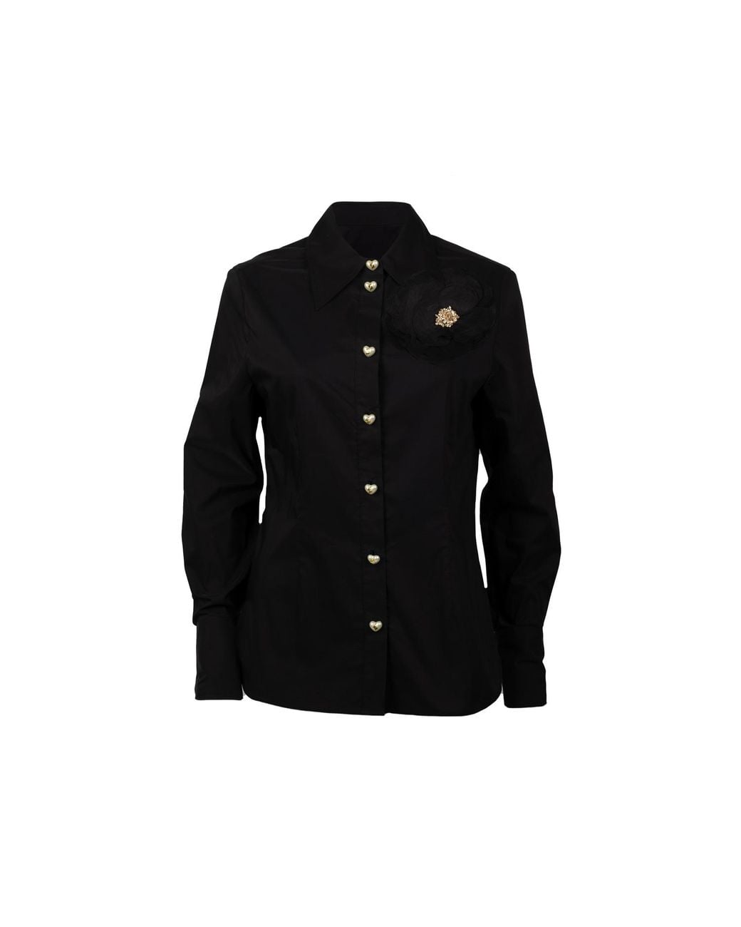 House of Laines London Black Laines Couture Tie Shirt With Corsage