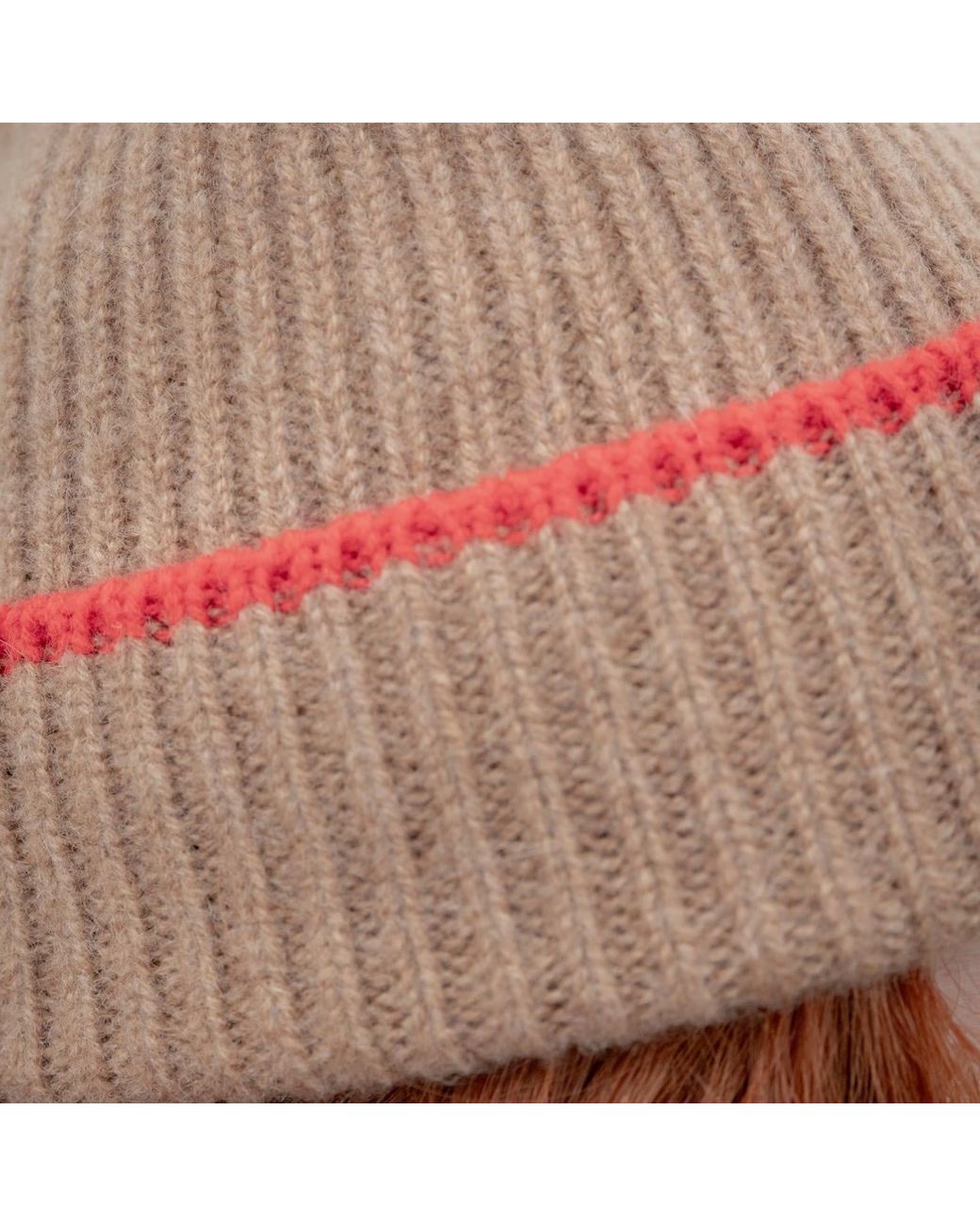 Kinalba Brown Neutrals Ladies Vicuna Mid-Weight Ribbed Cashmere Beanie Hat