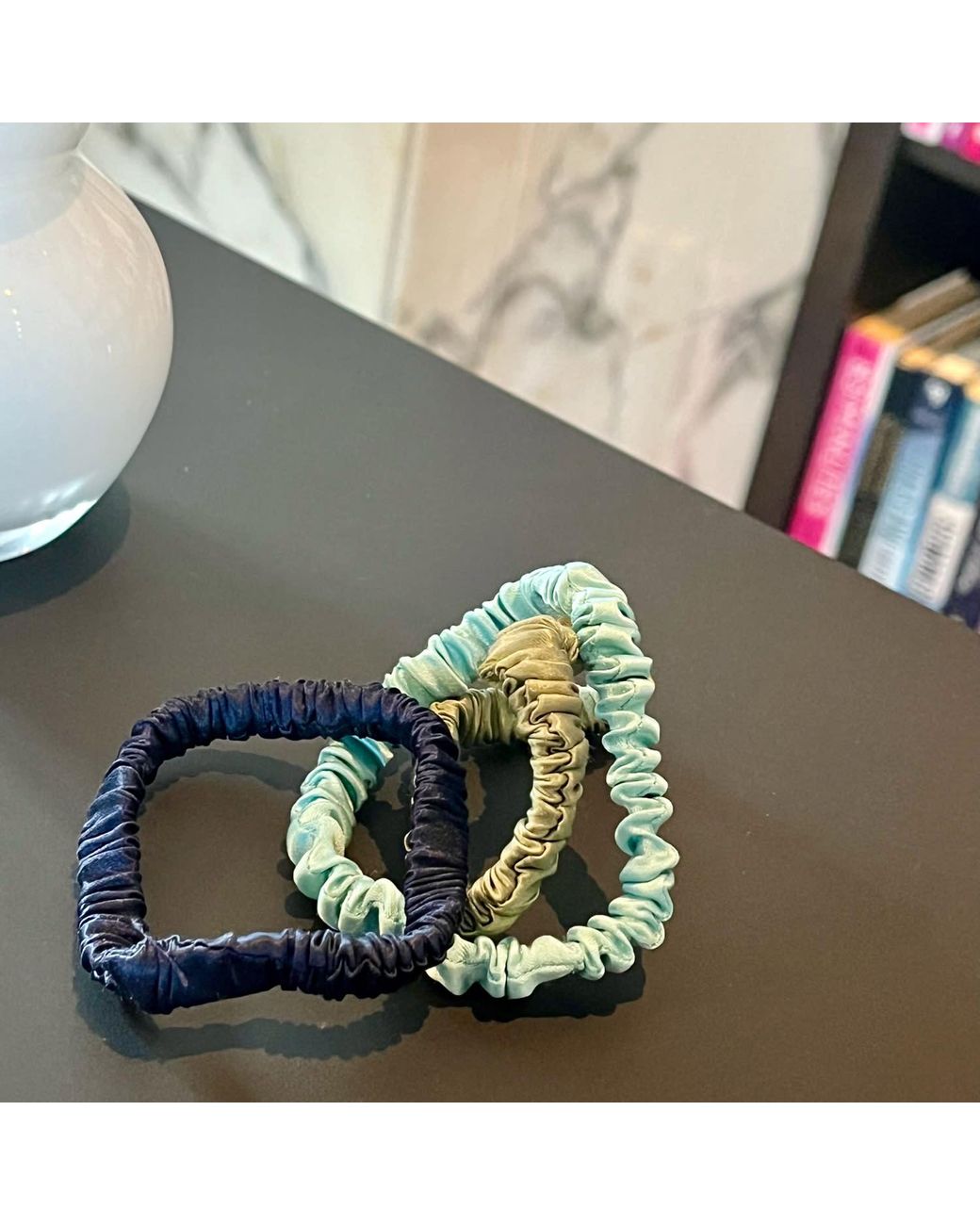Soft Strokes Silk Green Set Of Three Pure Mulberry Silk Skinny Scrunchies Weekly Special Hair Ties Prairie Trails