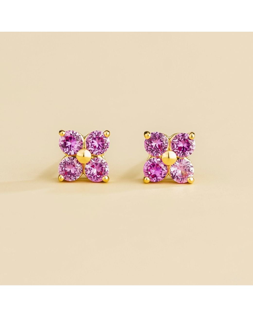 Juvetti Pink Petale Earrings Set With Sapphires