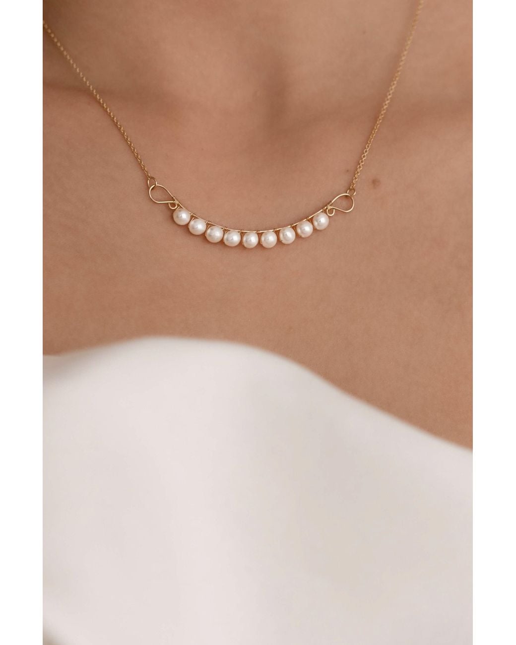 Katy Faye Metallic Ingrid Pearl Necklace