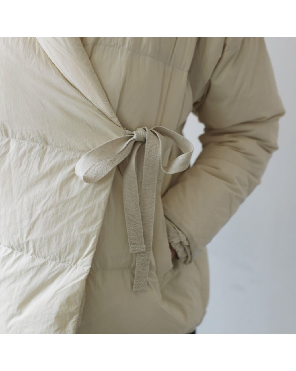 London Atelier Byproduct Natural Neutrals Quilted Wrap Down Jacket