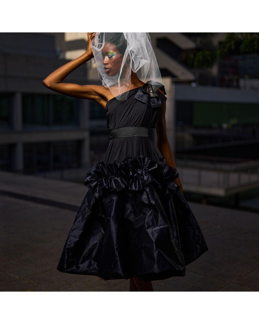 Miro Misljen Black One Shoulder Dress