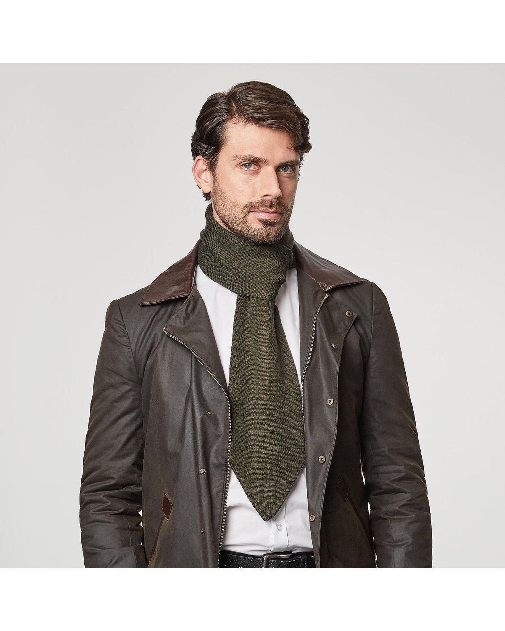 SEREN LONDON Brown Merino Scarf for men