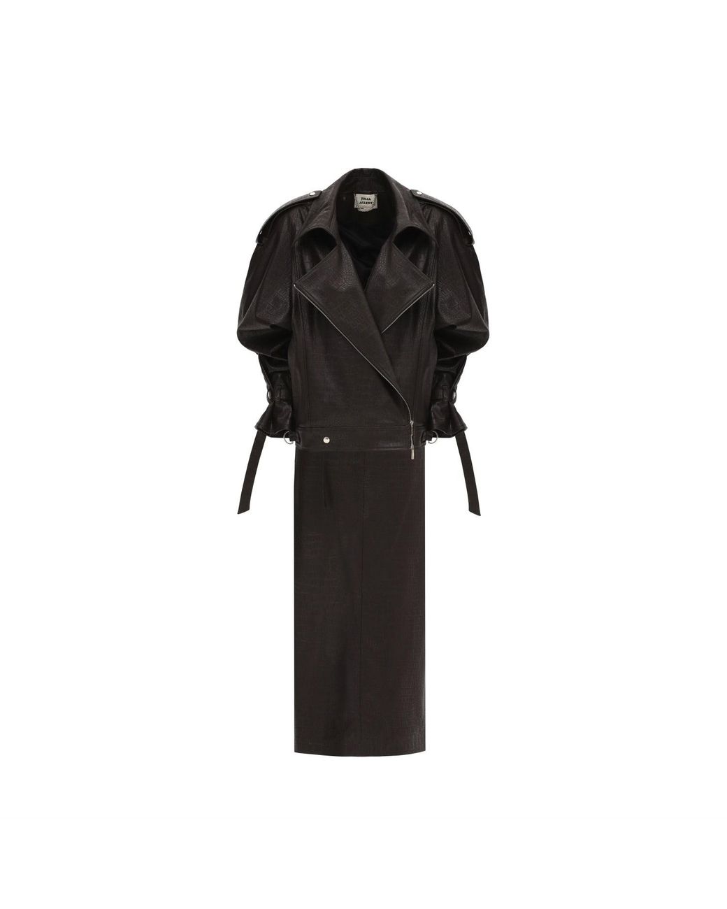 Julia Allert Black Croc-Effect Faux Leather Oversized Jacket – Dark