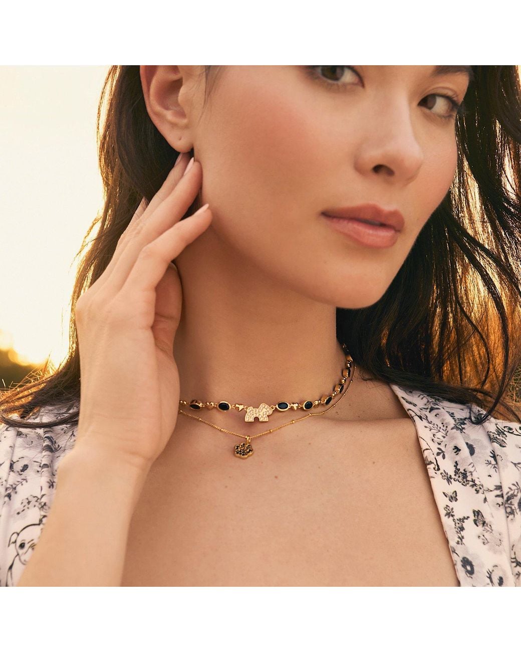 Cloud Haven Metallic Crystal Logo Necklace