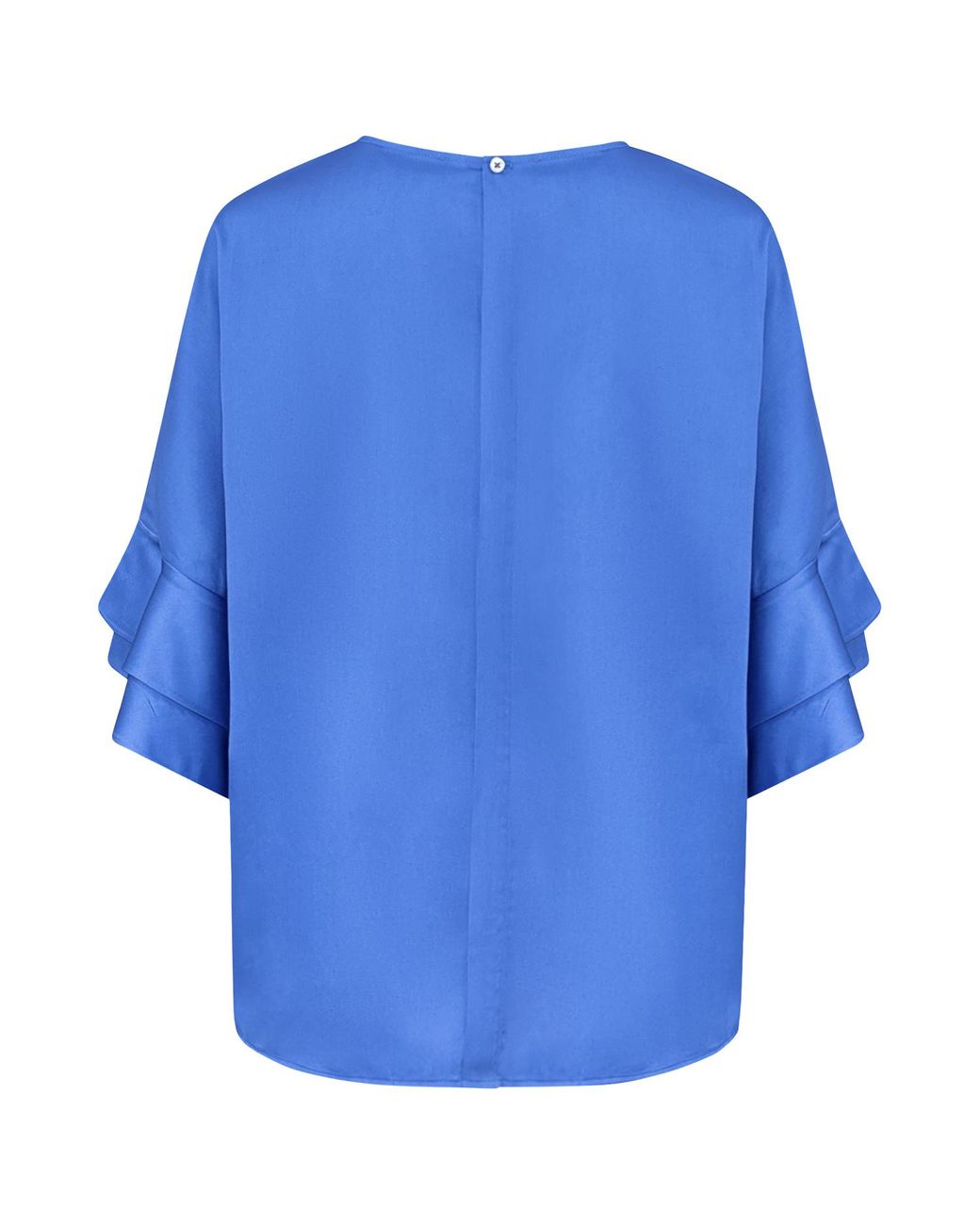 Perlavera Blue Cosy Solid Midnight Cotton Flare Sleeve Top