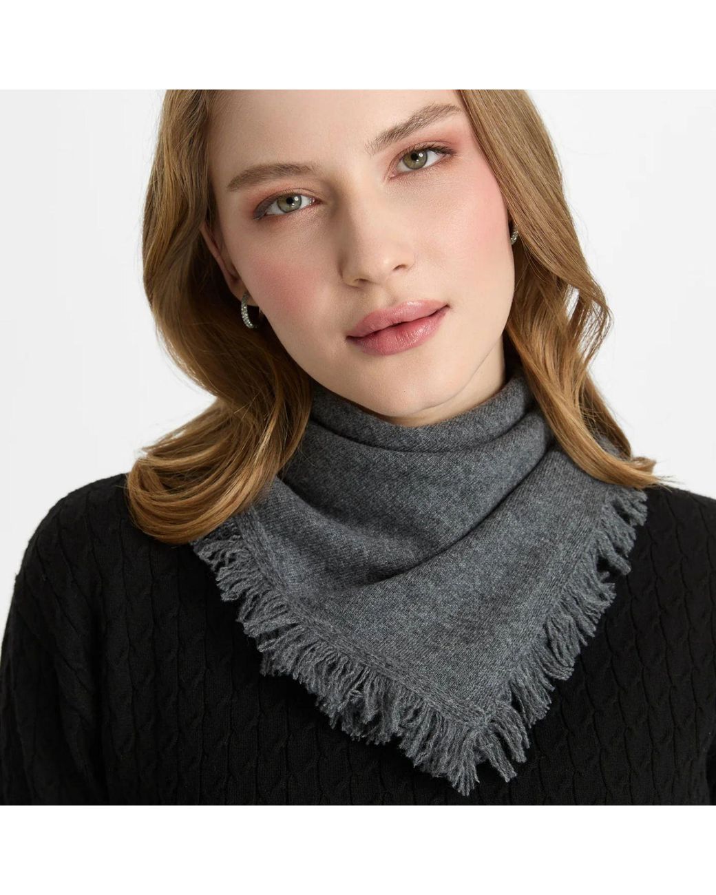 Mohair&Angora Gray Wool Foulard Caria