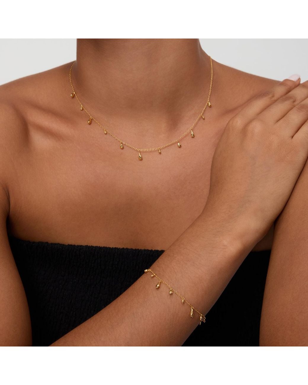 Vanhi Metallic Rhea Molten Cascade Bracelet