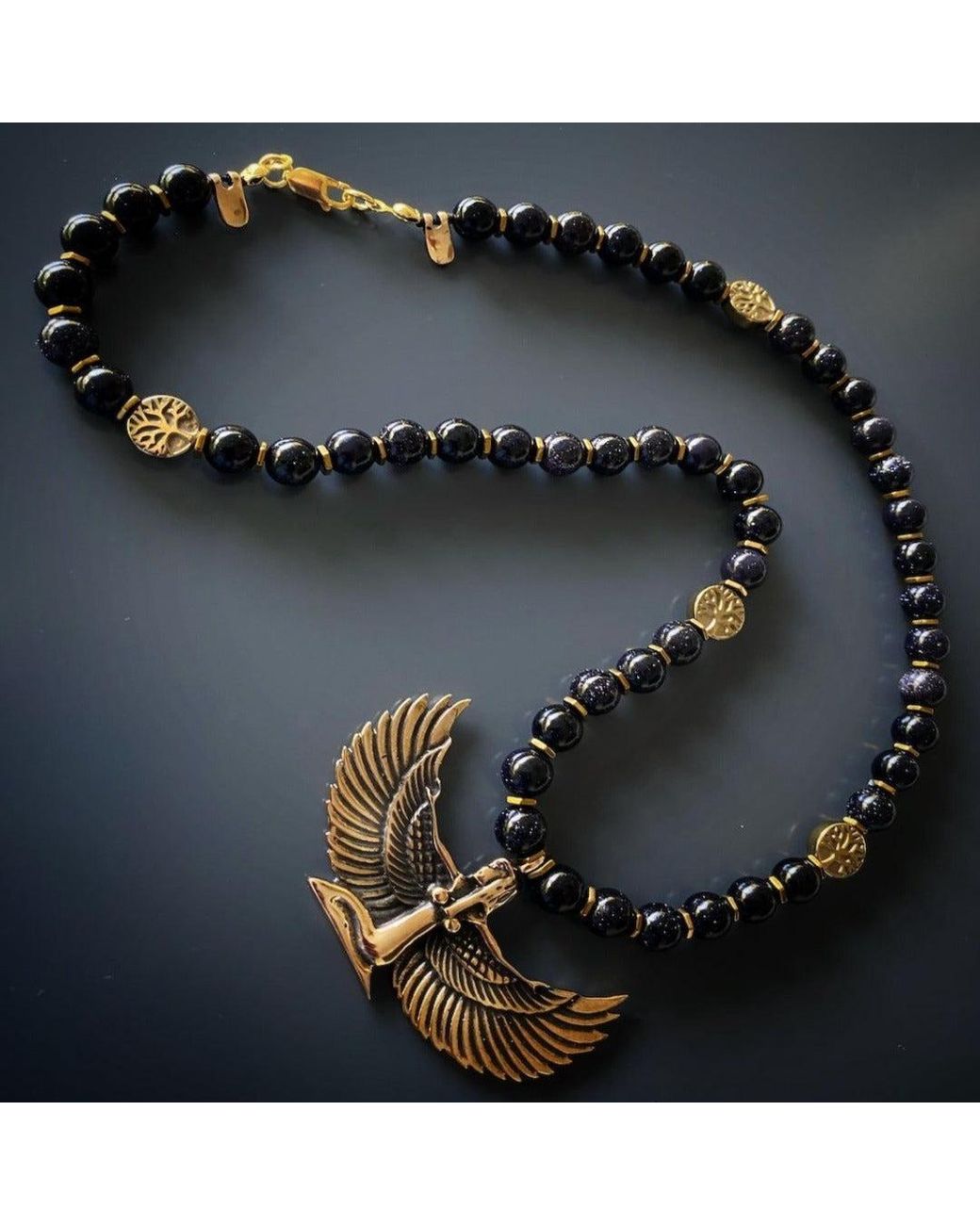 Ebru Jewelry Metallic Egyptian Goddess Isis Necklace