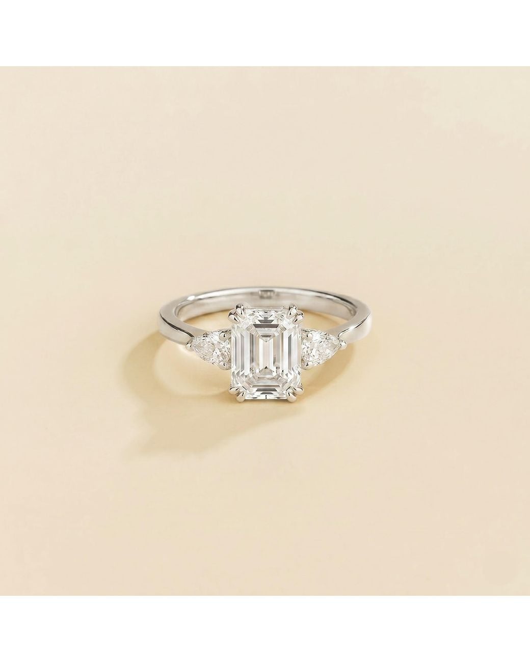 Juvetti White Ailes Diamond Emerald-Cut & Pear Side Diamonds Ring