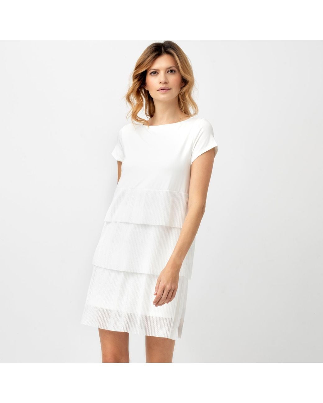 Oh!Zuza Gray Short Frill Dress With Translucent Pleats