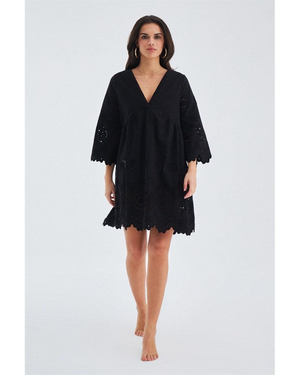 Peraluna Black Hiromi Pure Cotton Mini Dress