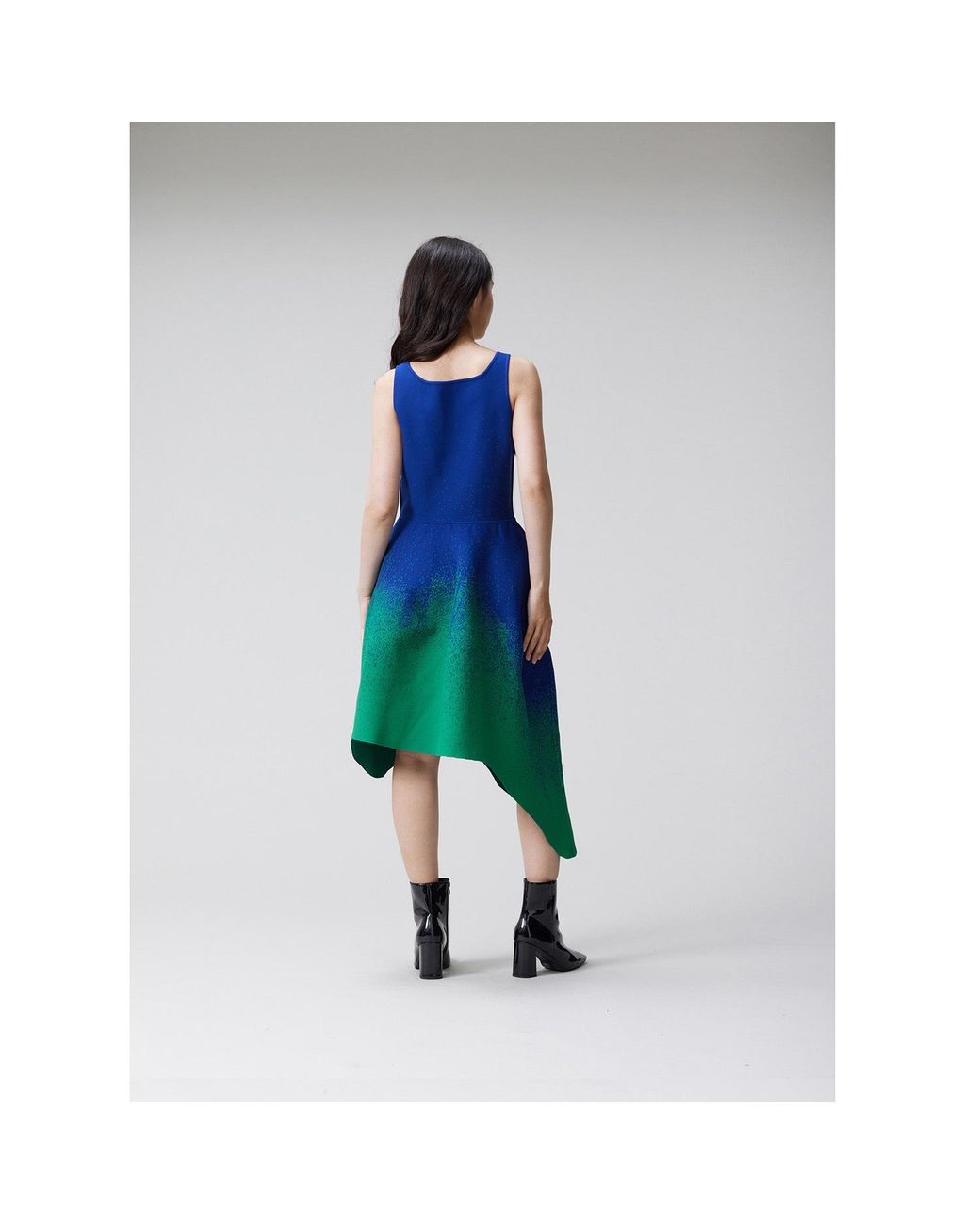 Arto. Blue Energy Scoop-Neck Asymmetrical Tank Knit Dress
