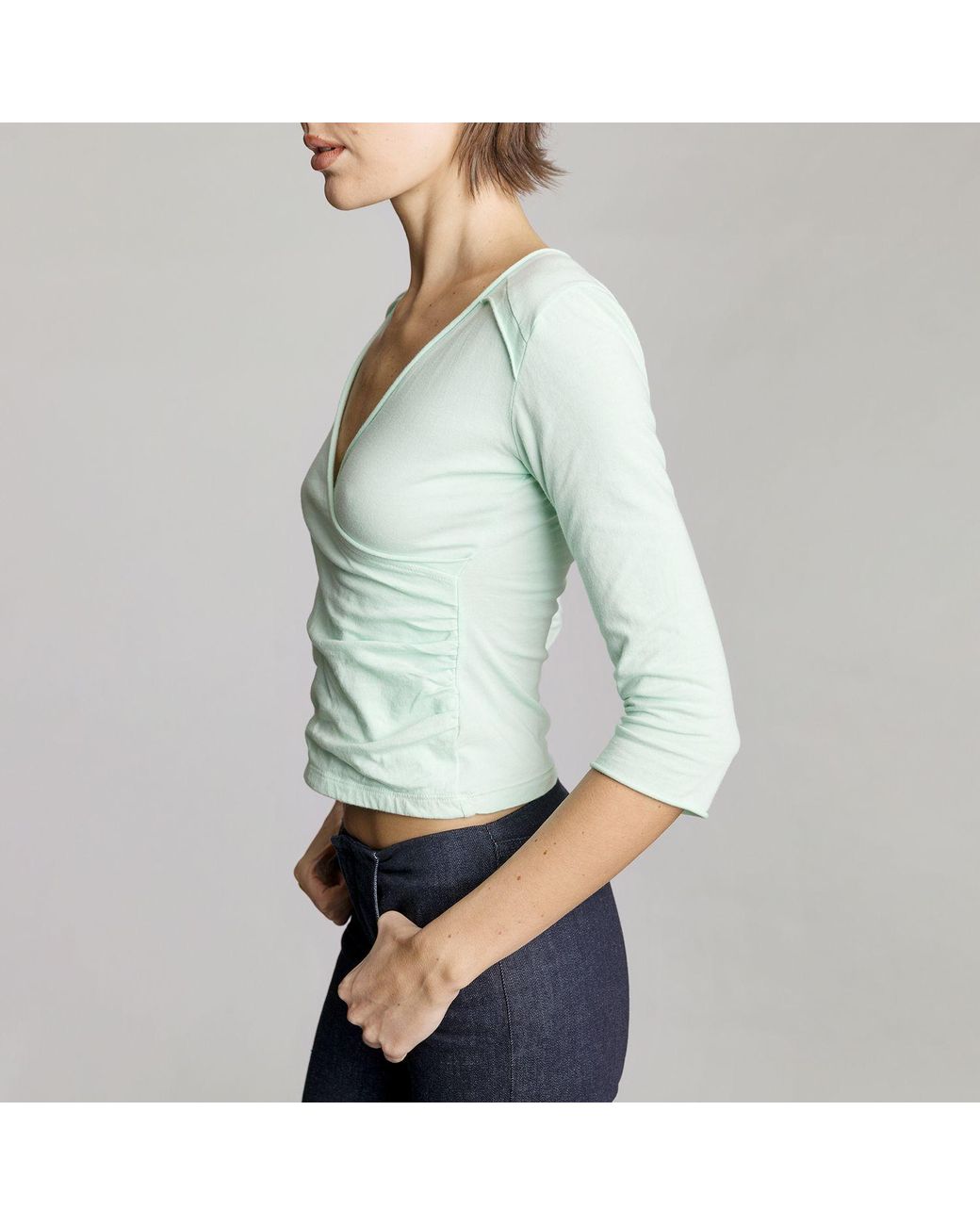 Love and Nostalgia Blue No Biggie Three Quarter Sleeve Top