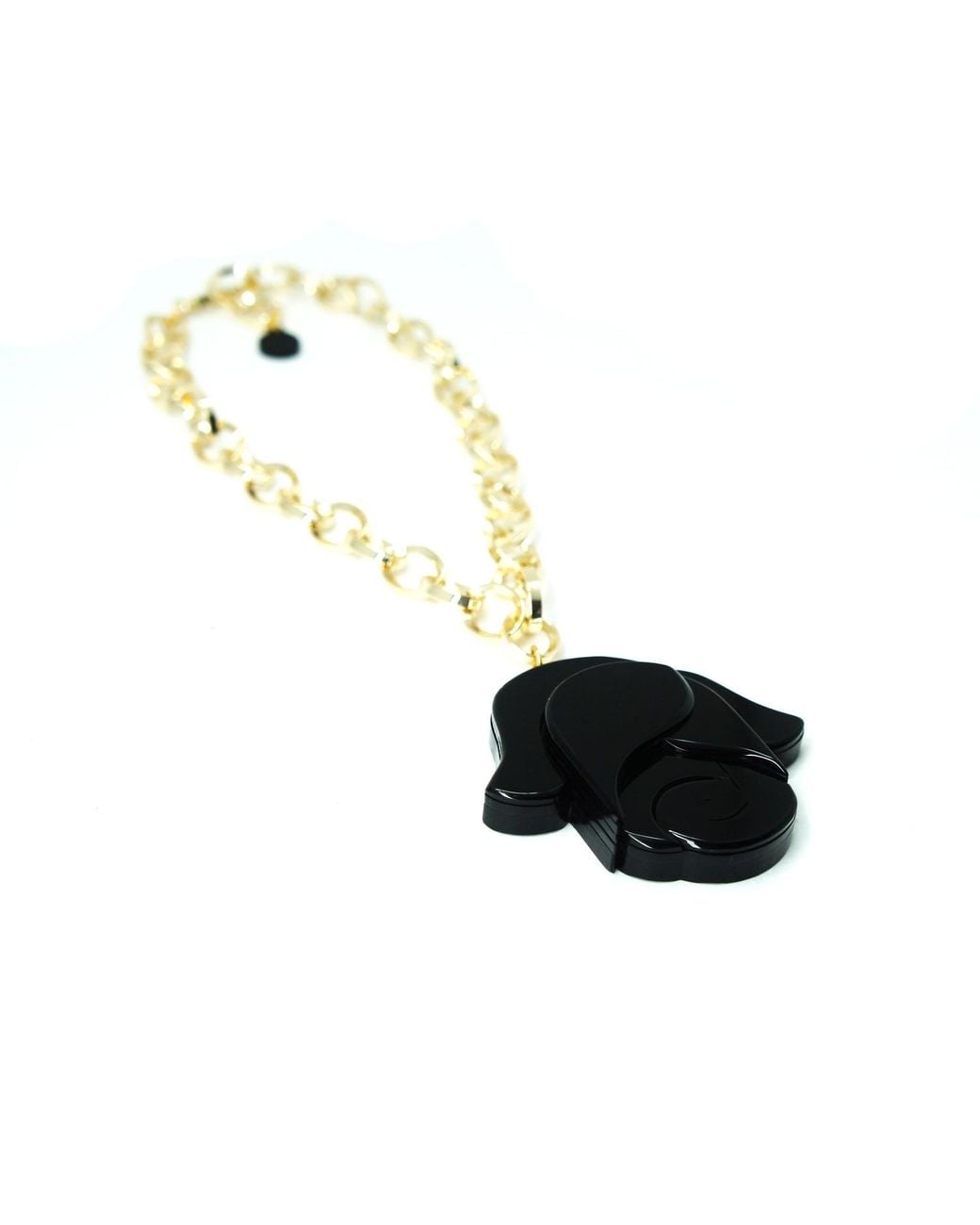 Gissa Bicalho Black Handmade Acrylic Necklace Chain Rose
