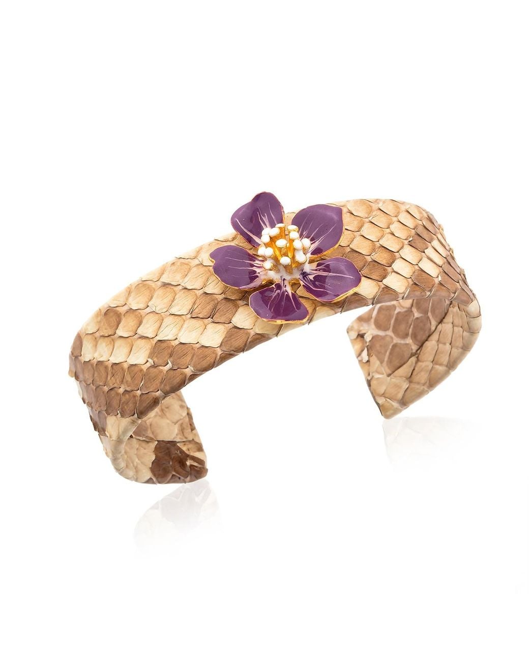 Milou Jewelry Multicolor Cherry Blossom Flower Adjustable Leather Cuff Bracelet
