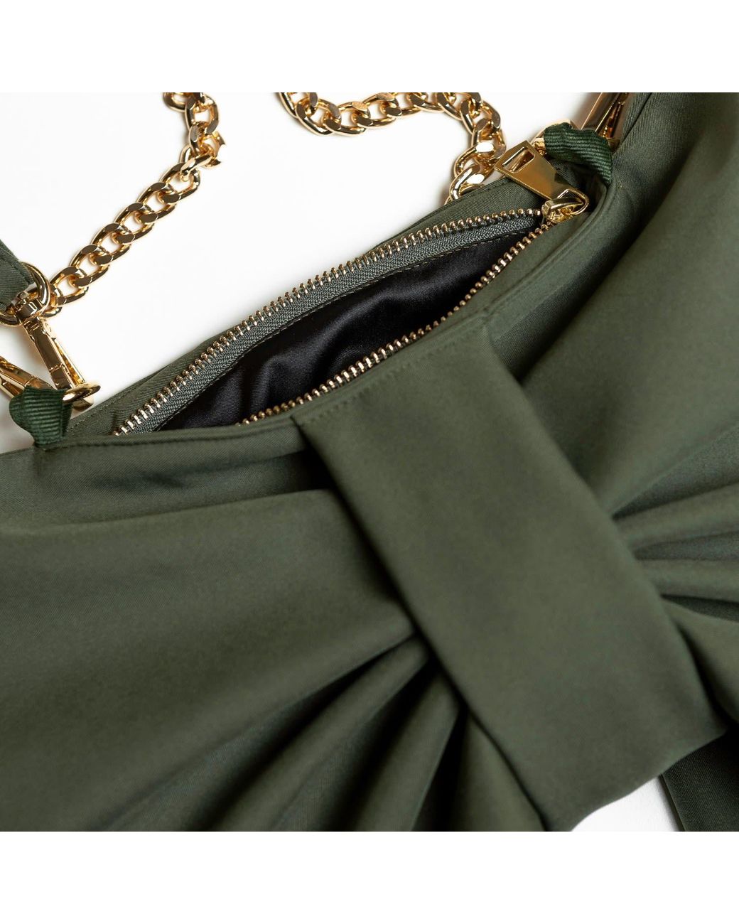 RainSisters Green Khaki Bow Clutch Purse