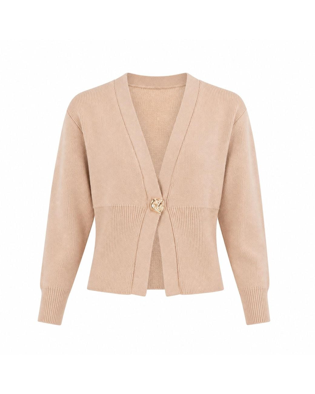 Yumi' Natural Neutrals Knitted Button Cardigan