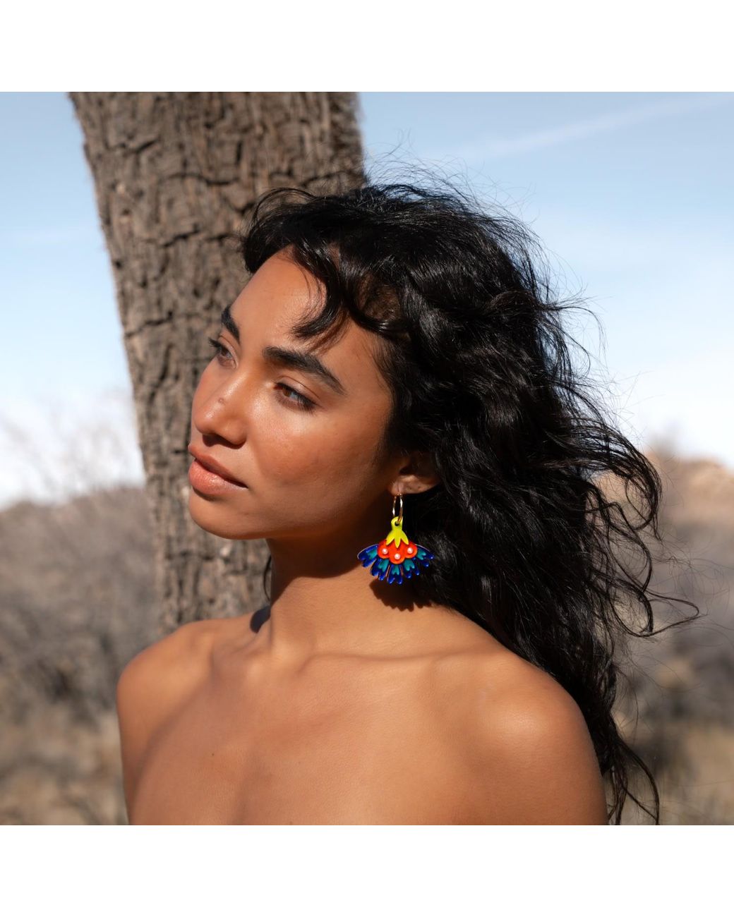 By Chavelli Blue Cosmos Flower Earrings
