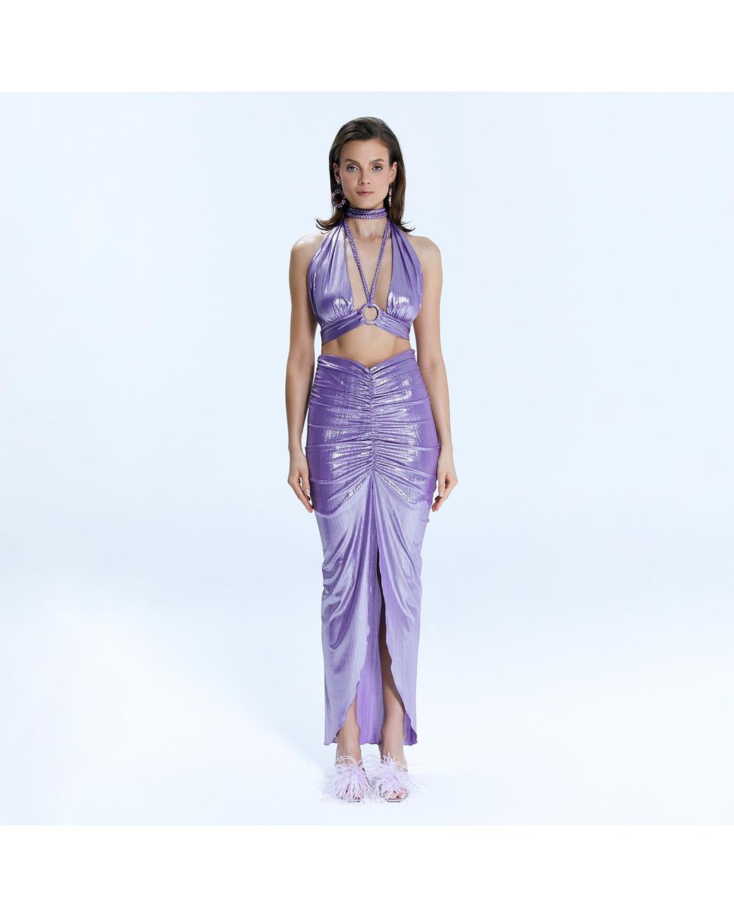 Nur Karaata Purple Byblos Skirt & Top Set
