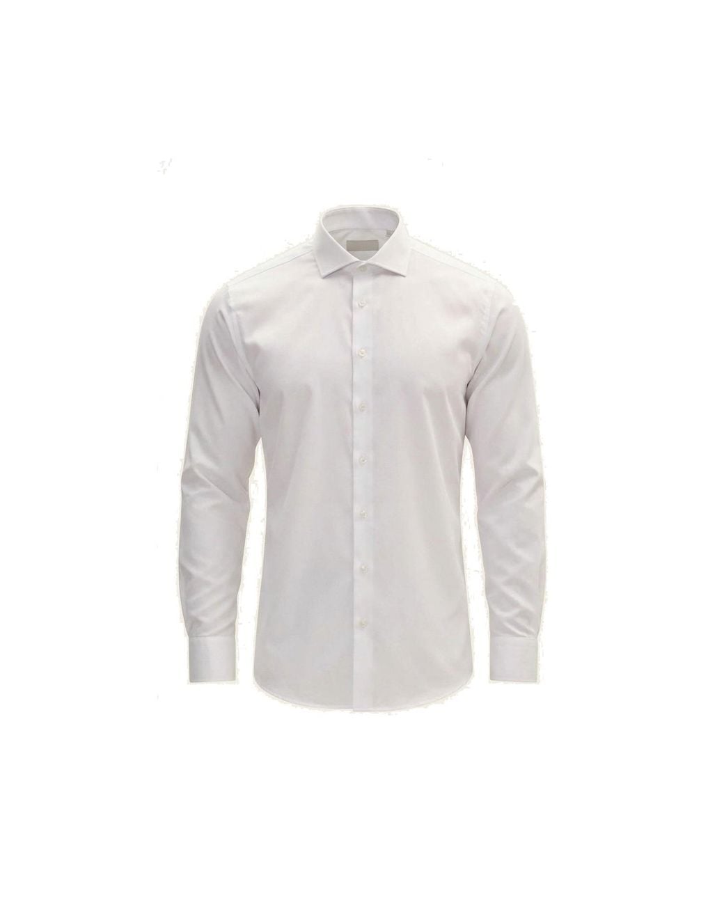 Ron Tomson White Non-Iron Pure Cotton Spread Collar Dress Shirt for men