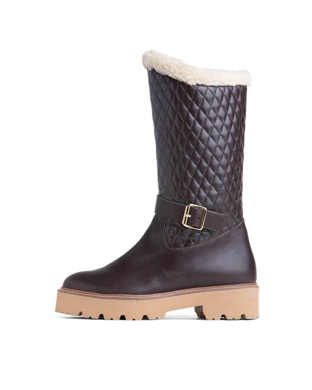 Beautiisoles by Robyn Shreiber Made in Italy Brown Tulsa Leather Lug Sole Winter Boot