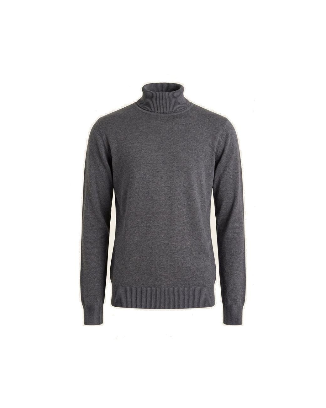 Ron Tomson Gray Rollneck Knit Sweater for men