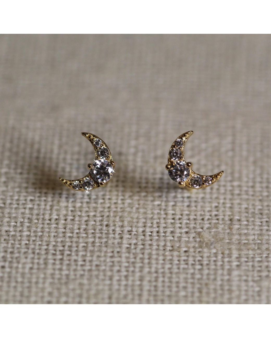 VicStoneNYC Fine Jewelry Metallic Shiny Crescent Moon Stud Earrings