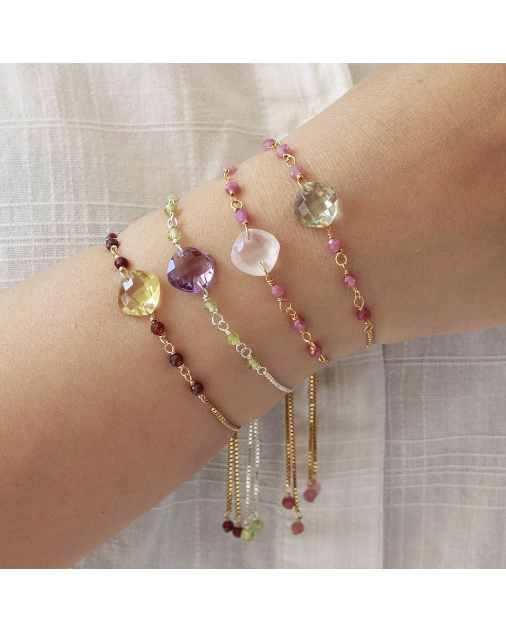 MOUNIR LONDON Metallic Cushion Cut Amethyst Slider Bracelet